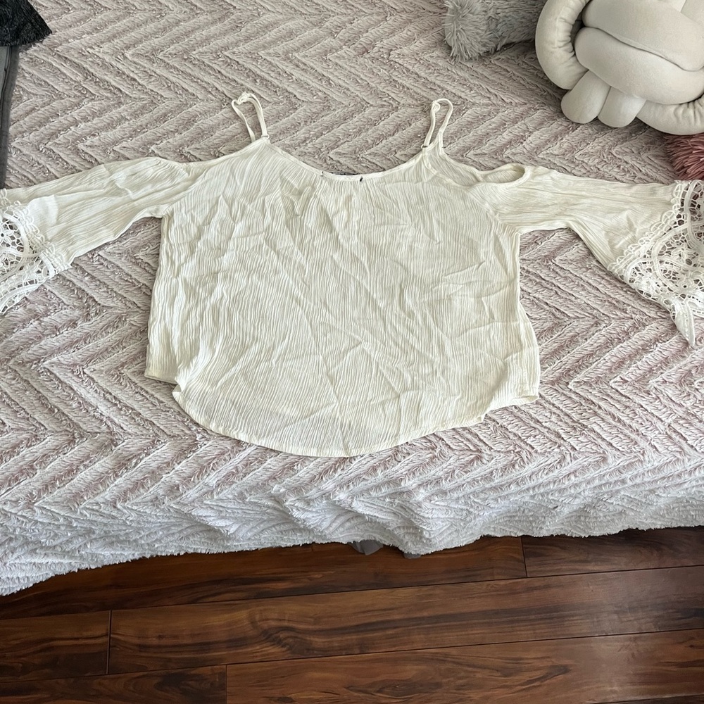 Ambiance White Crop Cut Out Blouse